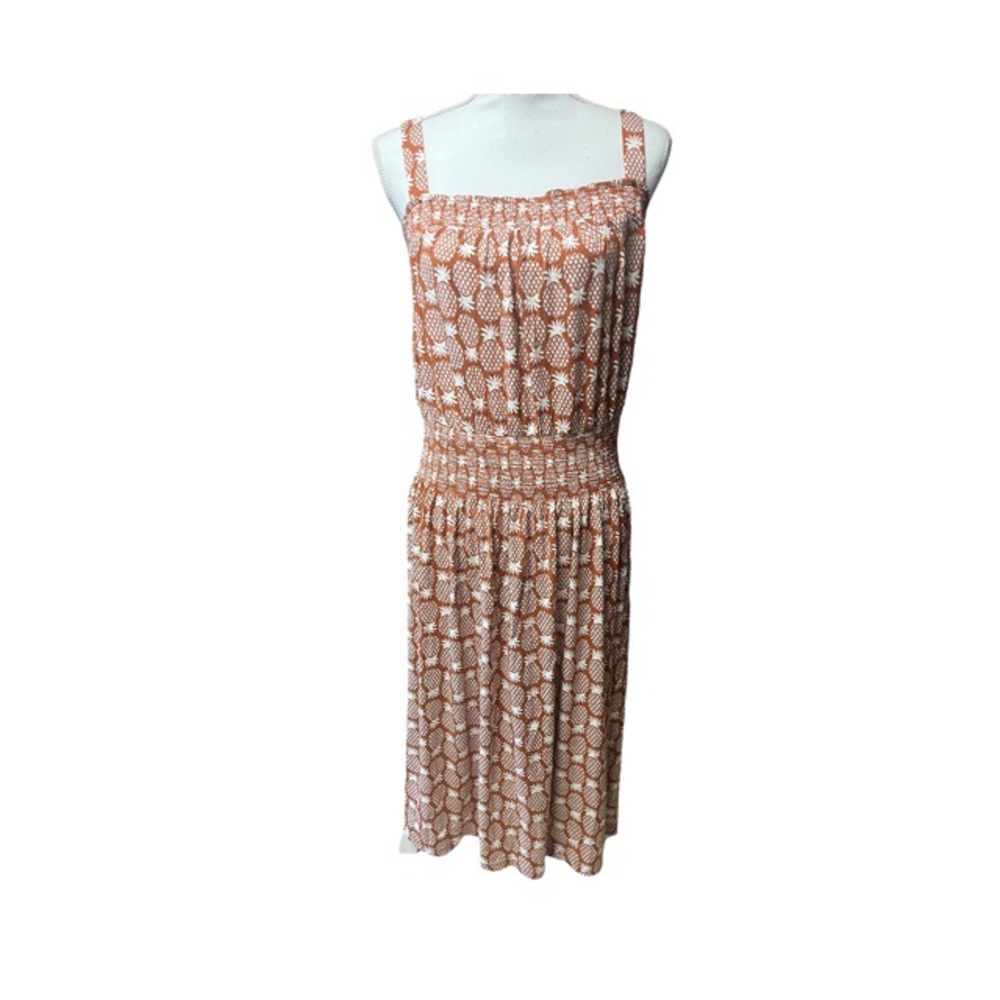 Boden Rosamund smocked jersey knit pineapple print dress
